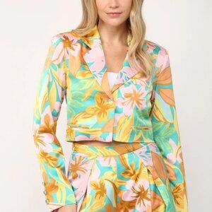 NEW FATE The Chey Kat Tropical Crop Blazer size S